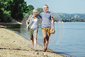 Senior couple relaxing together at the beach