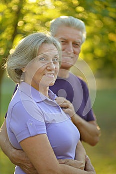 Senior couple resting outdoors