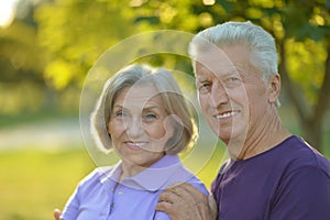 Senior couple resting outdoors