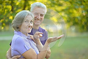 Senior couple resting outdoors