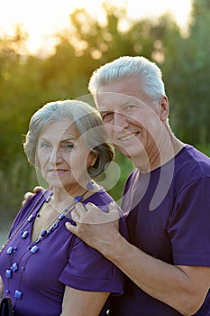 Senior couple resting outdoors