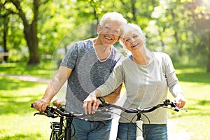 Senior Couple Riding Bikes