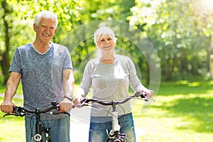 Senior Couple Riding Bikes