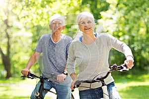 Senior Couple Riding Bikes