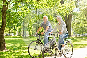 Senior Couple Riding Bikes