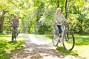 Senior Couple Riding Bikes