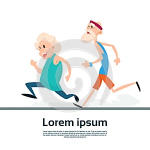 Senior Couple Running Old Man Woman Joggers Sport Fitness Exercise Workout