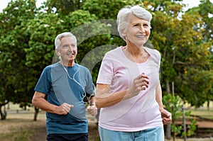 Senior couple running outdoor