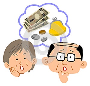 Senior couple`s money troubles, face expression