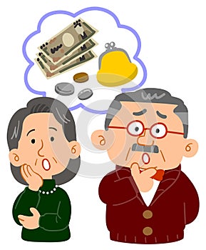 Senior couple`s money troubles, upper body