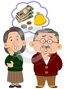 Senior couple`s money troubles, whole body