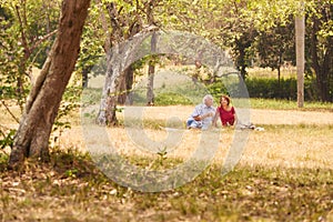 Senior Couple Senior Man And Woman Doing Picnic