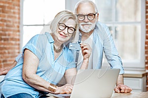 Senior couple shopping online