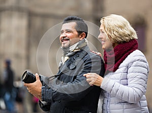 Senior couple sightseeing