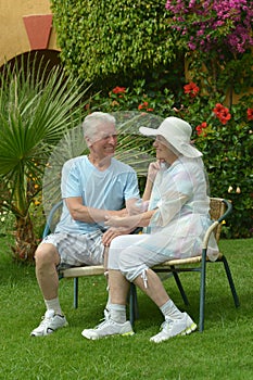 Senior couple sitting