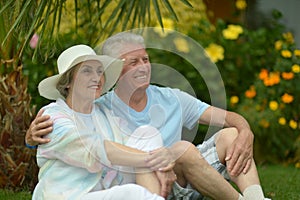 Senior couple sitting
