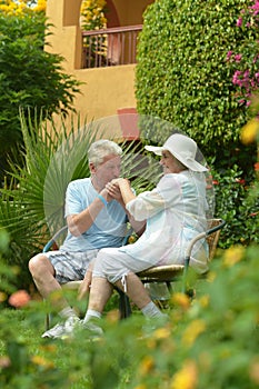 Senior couple sitting