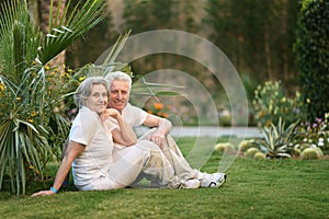 Senior couple sitting
