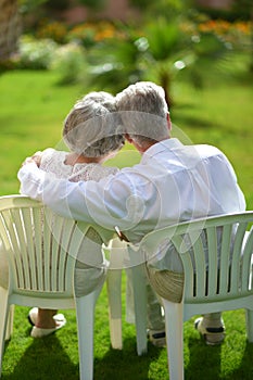 Senior couple sitting