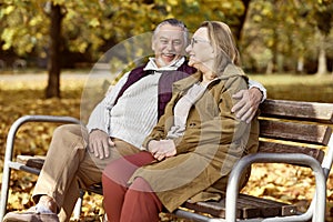 Senior couple spending time together at park
