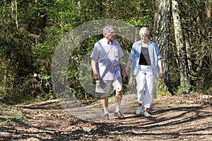 Senior couple strolling photo