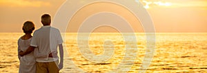 Senior Couple Sunset Tropical Beach Panorama Web Banner