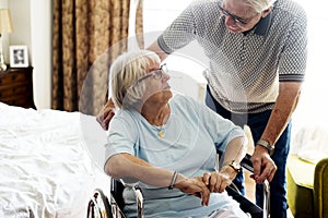 Senior couple taking care of each other