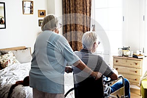 Senior couple taking care together photo