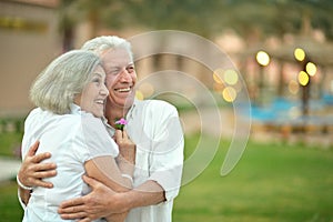 Senior couple at tropic garden