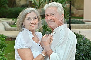 Senior couple at tropic garden