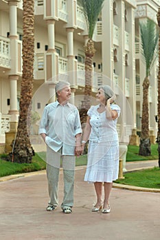Senior couple at tropic garden