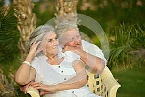 Senior couple at tropic garden