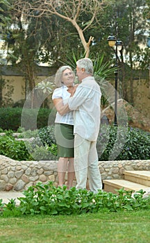 Senior couple at tropic garden