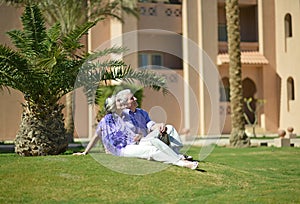 Senior couple at tropic garden