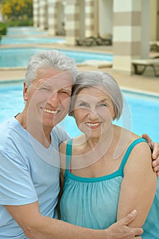 Senior couple at tropic hotel resort