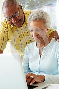 Senior Couple Using Laptop At Home