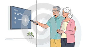 Senior Couple Using Smart TV