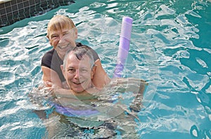 Senior couple water fun