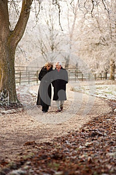 Senior Couple On Winter Walk