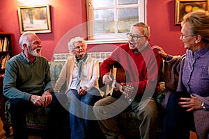 Senior couples enjoying in the good songs of their youth