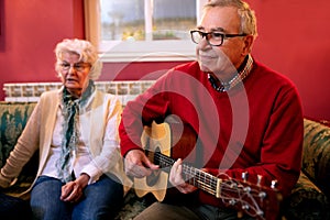 Senior couples enjoying in the good songs of their youth