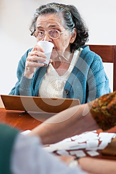 Senior drinking water