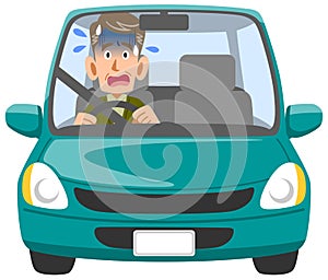 The image of a Senior driver notices danger photo