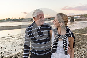 Senior father With Adult Daughter At Sea