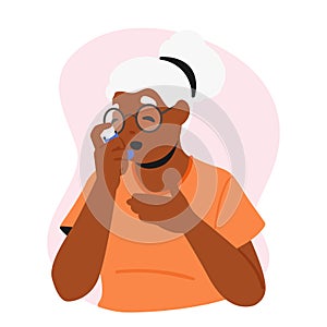 Senior Female Character Use Inhaler during Asthma Attack to Relief Symptoms of Respiratory Disease Vector Illustration