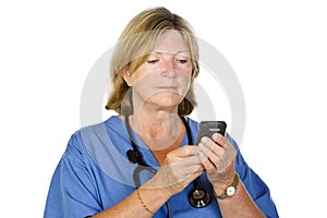 Senior Female Doctor Checking Pager photo