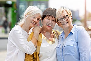 Senior female friends having good time together