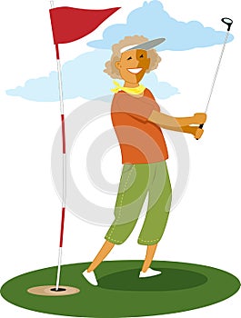 Senior female golfer