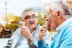 Senior friends enjoying outside