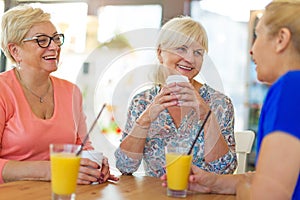 Senior friends having good time together